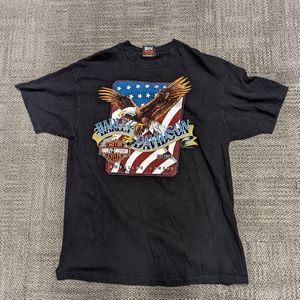 Vintage 90s Harley Davidson Hanes Beefy RK Stratman Eagle Black T Shirt